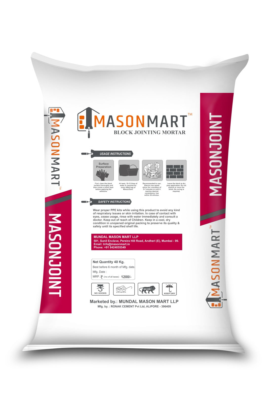 MasonMart MasonJoint Block Jointing Mortar 40kg - Construction Material Delivery in Mumbai | MasonMart